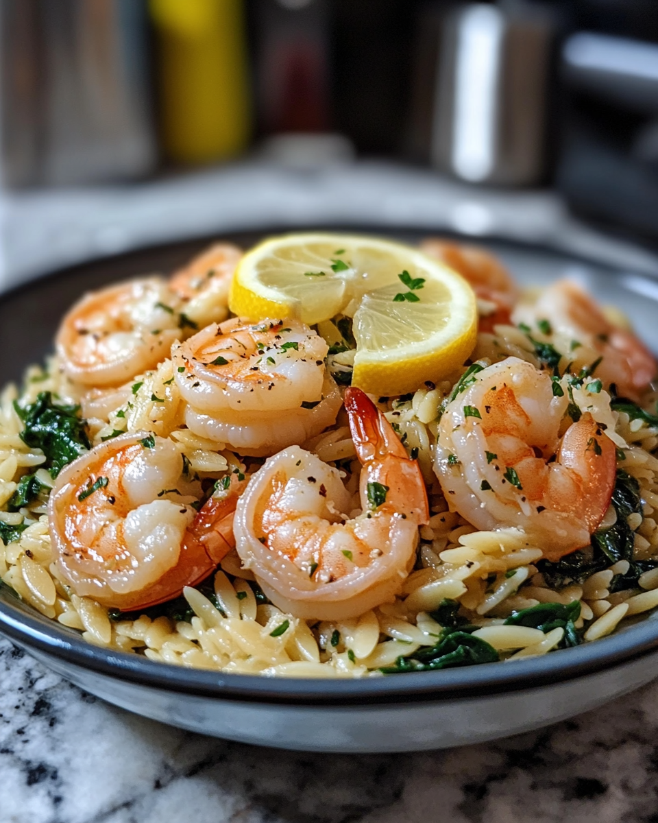 Shrimp and Spinach Orzo