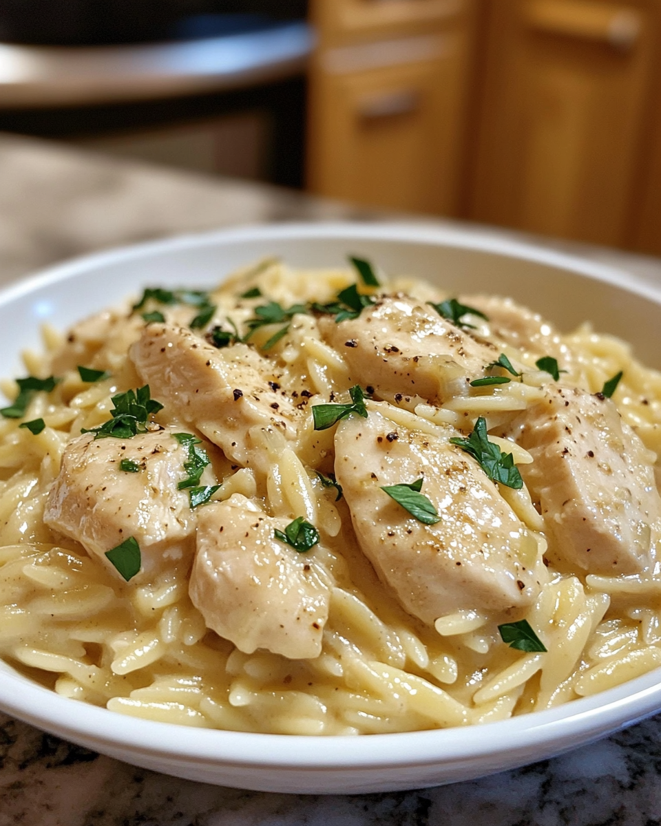Creamy Garlic Chicken Orzo