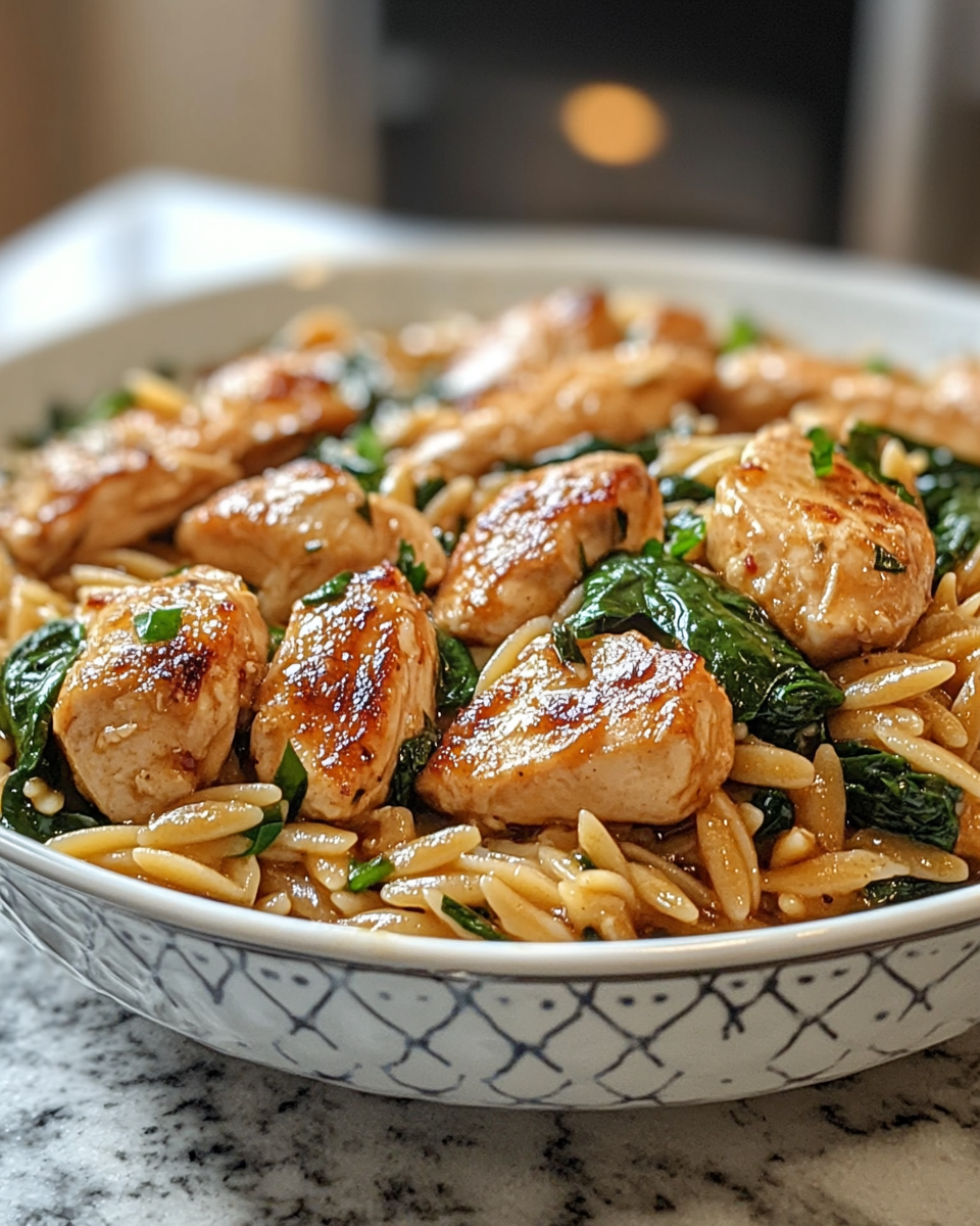 One-Pot Chicken Orzo with Spinach